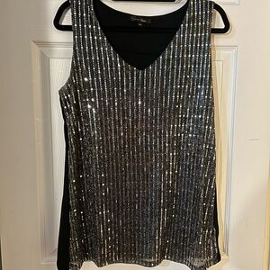 Sloane & Sadie Sparkling Silver and Black Sleeveless Women's Size XL Top NWOT